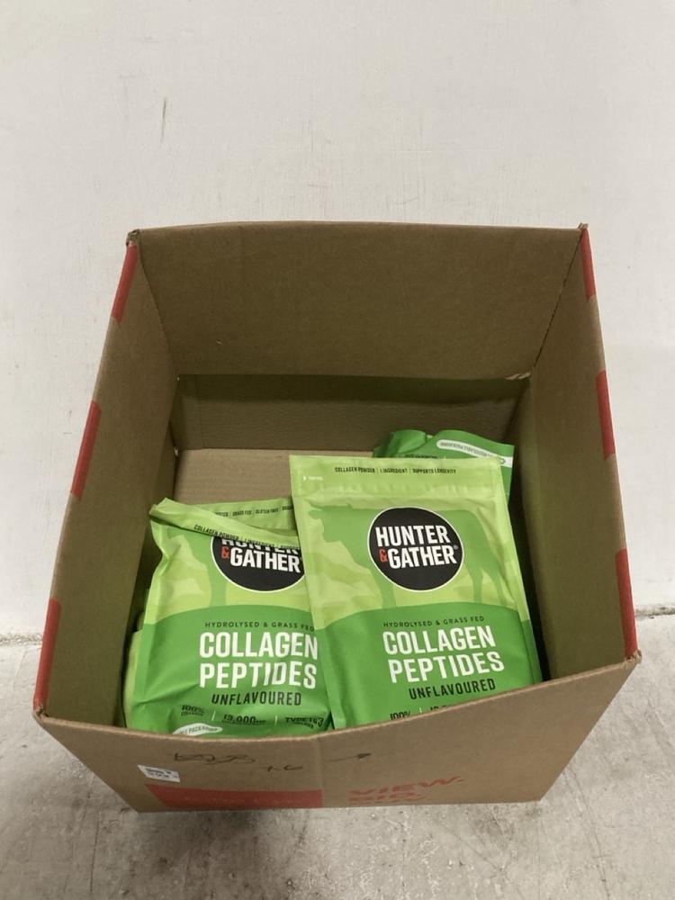Lot 401  
            Chesterfield SR47 - Parcel Delivery Only 

                
6 X HUNTER & GATHER GRASS FED BOVINE COLLAGEN POWDER UNFLAVOURED 400G BBE 12.2028...