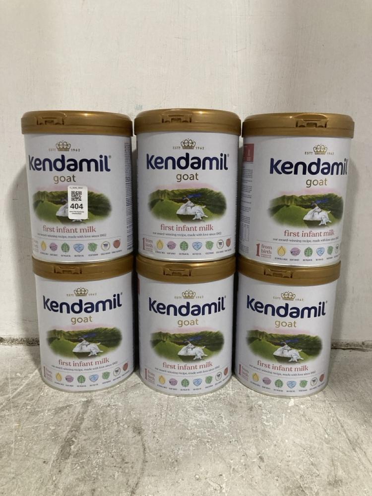 Lot 404  
            Chesterfield SR47 - Parcel Delivery Only 

                
6 X KENDAMIL GOAT FIRST INFANT MILK 800G BBE 16.04.2027. TOTAL ORIGINAL RRP £126 ...