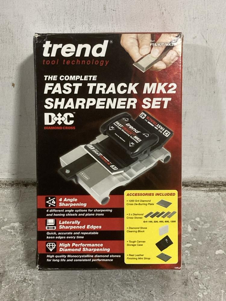 Lot 406  
            Chesterfield SR47 - Parcel Delivery Only 

                
TREND FAST TRACK MK2 SHARPENER SET. (LOCATION: F7)