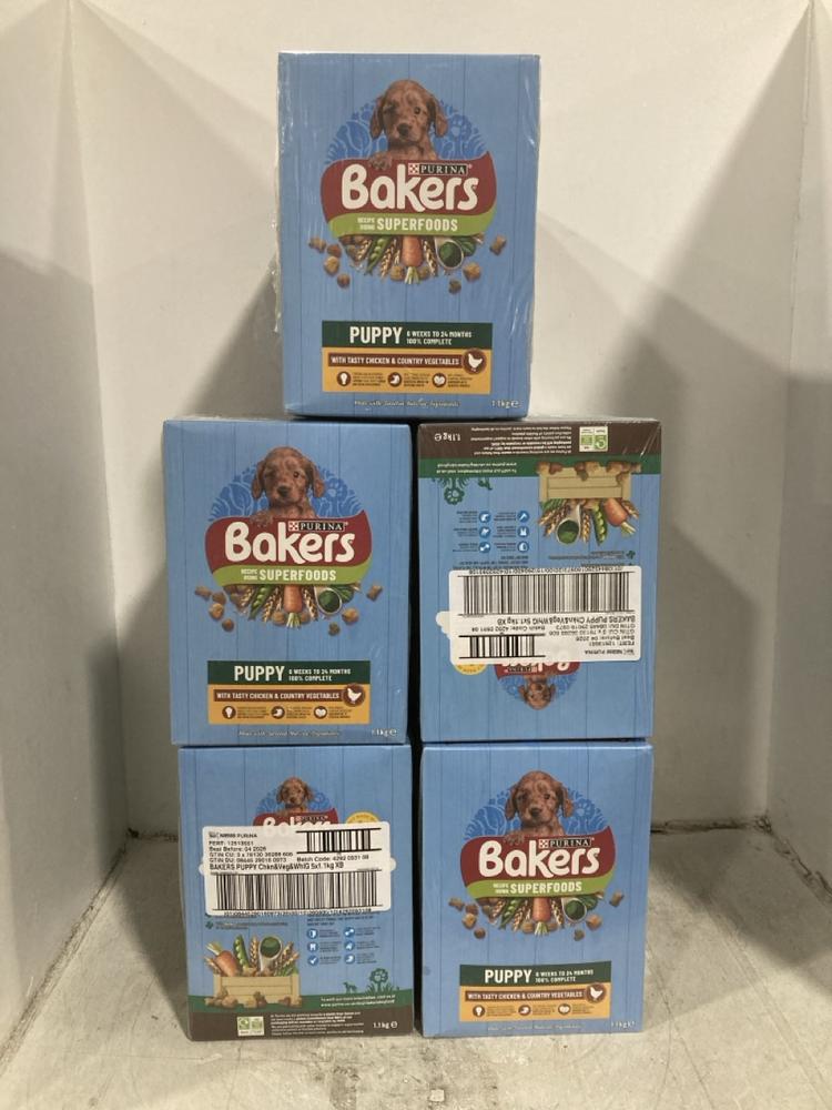 Lot 409  
            Chesterfield SR47 - Parcel Delivery Only 

                
5 X BAKERS SUPERFOODS DRY PUPPY FOOD 5 X 1.1KG BBE 04.2026. (LOCATION: F7)
