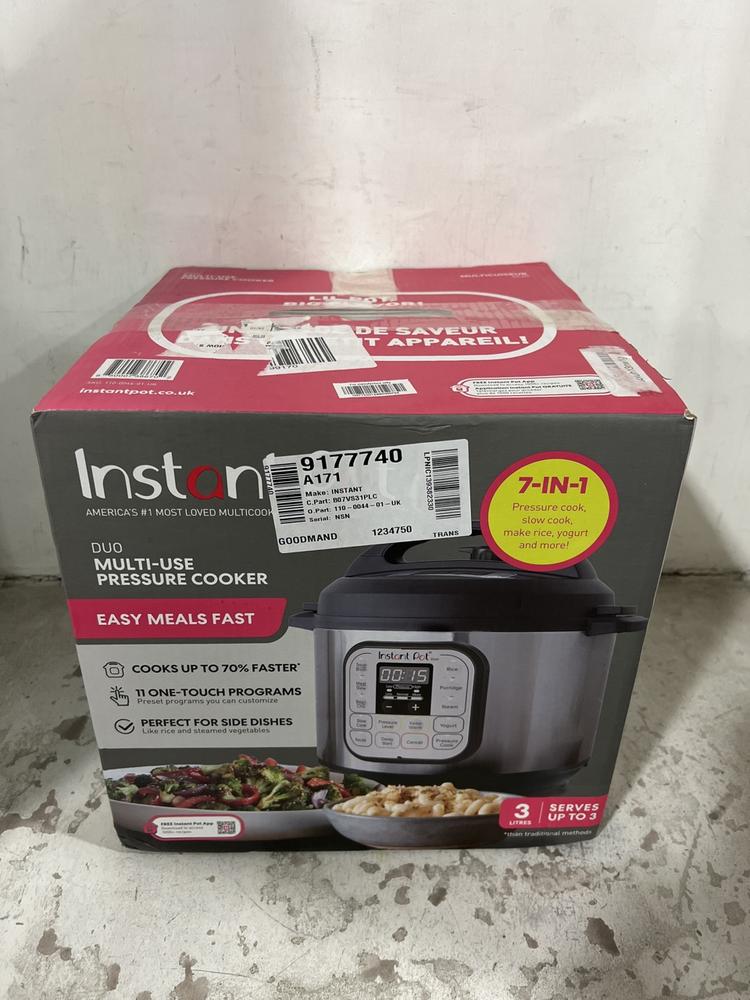 Lot 426  
            Chesterfield SR47 - Parcel Delivery Only 

                
INSTANT POT 7-IN-1 MULTICOOKER DUO. (LOCATION: F8)