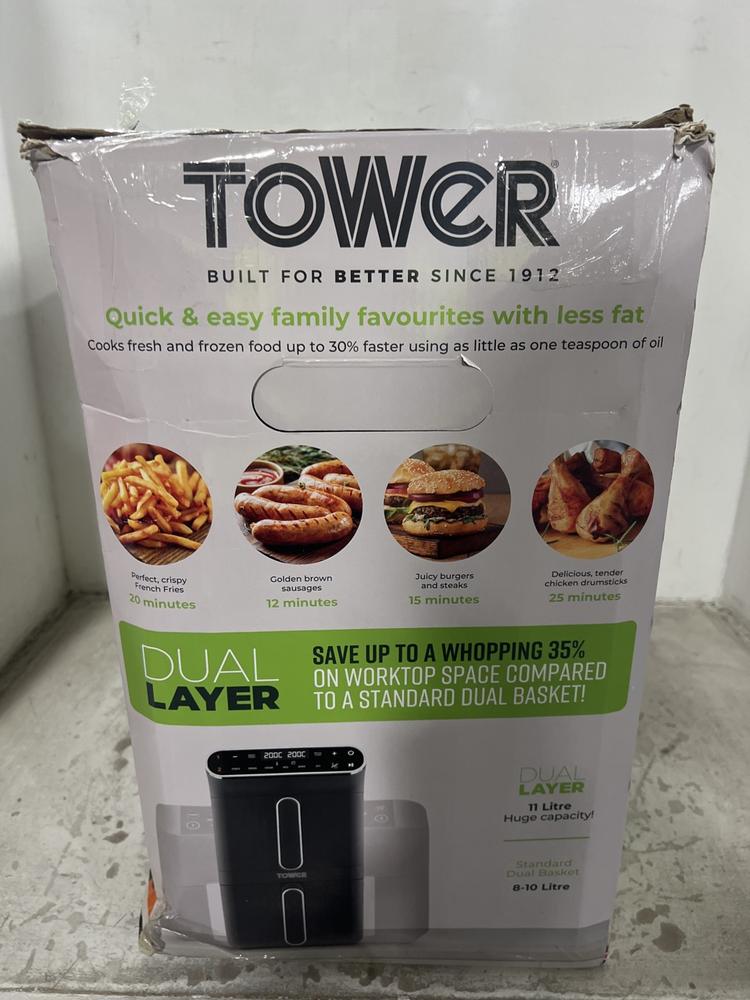 Lot 437  
            Chesterfield SR47 - Parcel Delivery Only 

                
TOWER 11L DUAL LAYER AIR FRYER. (LOCATION: F8)