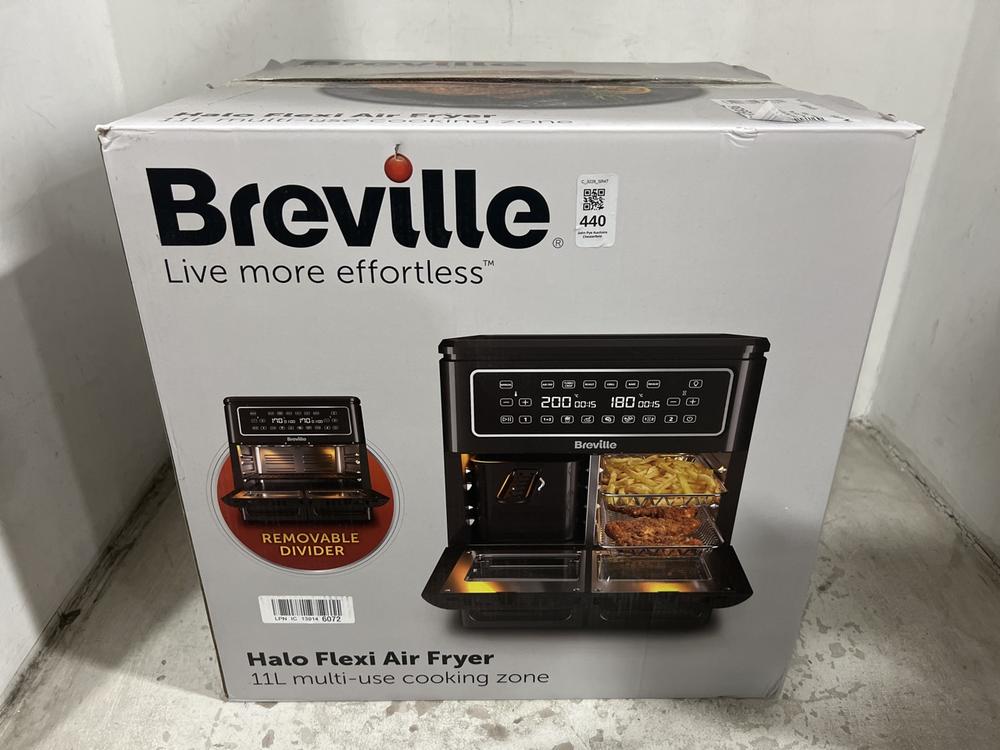 Lot 440  
            Chesterfield SR47 - Parcel Delivery Only 

                
BREVILLE HALO FLEXI AIR FRYER. (LOCATION: F8)