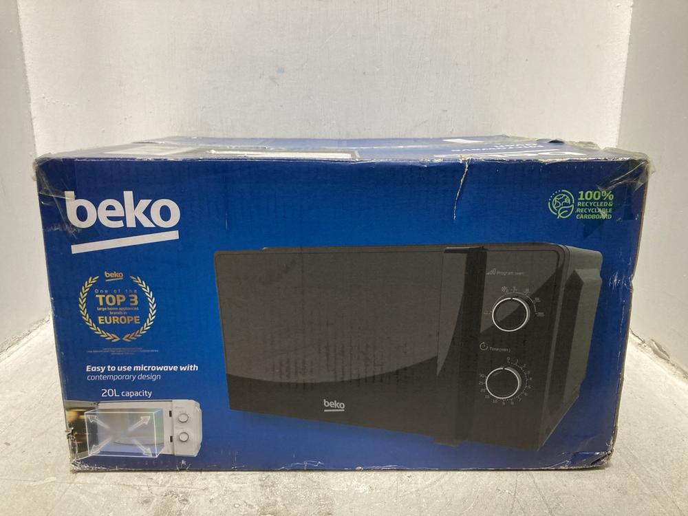 Lot 458  
            Chesterfield SR47 - Parcel Delivery Only 

                
BEKO 20L 700W MICROWAVE OVEN - MODEL NO. MOC 20100 WFB (LOCATION: F9)