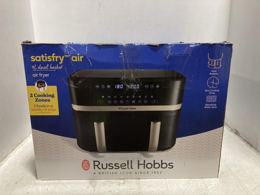 Lot 459  
            Chesterfield SR47 - Parcel Delivery Only 

                
RUSSELL HOBBS SATISFRY AIR FRYER WITH 2 COOKING ZONES (LOCATION: F9)