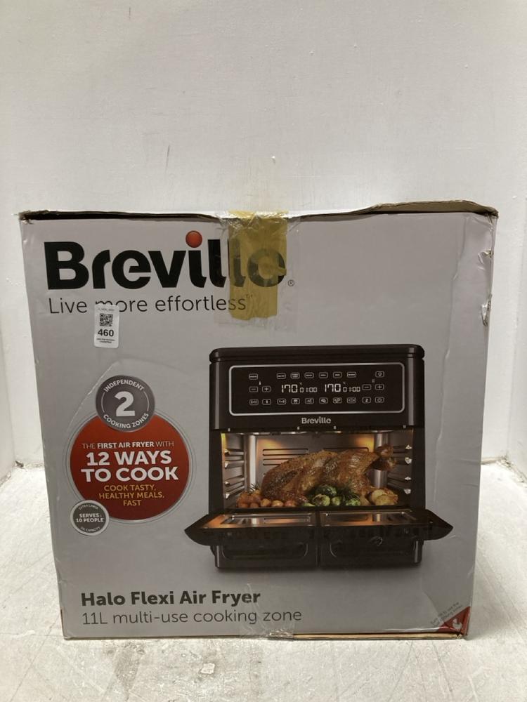 Lot 460  
            Chesterfield SR47 - Parcel Delivery Only 

                
BREVILLE HALO FLEXI AIR FRYER 11L MULTI USE COOKING ZONE ORIGINAL RRP £229 (LOCAT...