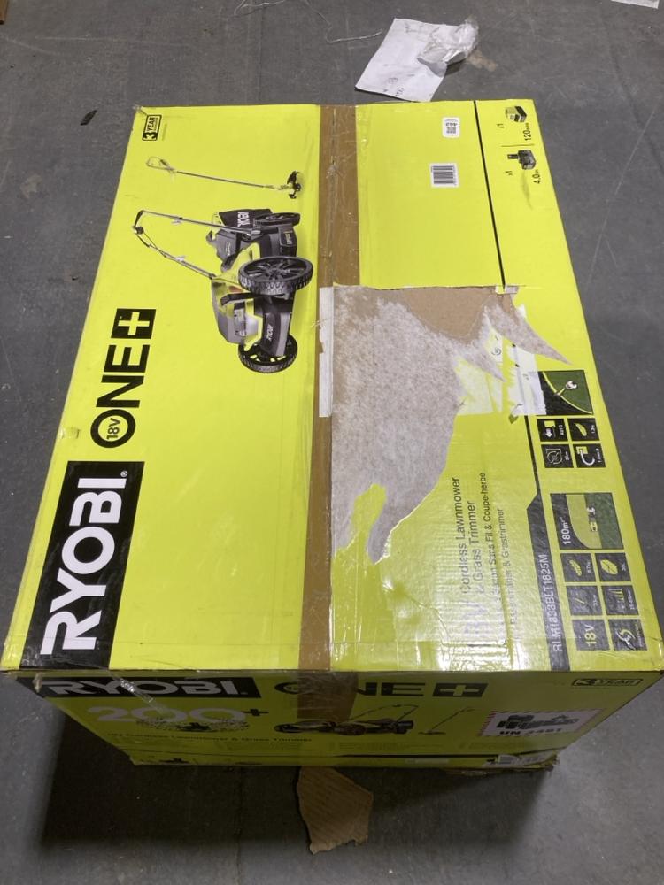 Lot 462  
            Chesterfield SR47 - Parcel Delivery Only 

                
RYOBI 18V ONE PLUS CORDLESS LAWNMOWER AND GRASS TRIMMER ORIGINAL RRP £219 (LOCATI...