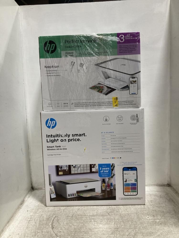 Lot 471  
            Chesterfield SR47 - Parcel Delivery Only 

                
HP SMART TANK 5107 WIRELESS ALL IN ONE PRINTER TO INCLUDE HP DESKJET 2820E PRINTE...