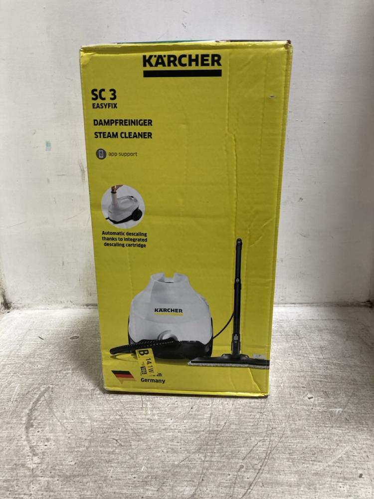 Lot 474  
            Chesterfield SR47 - Parcel Delivery Only 

                
KARCHER SC3 EASYFIX STEAM CLEANER - ORIGINAL RRP £199 (LOCATION: F10)