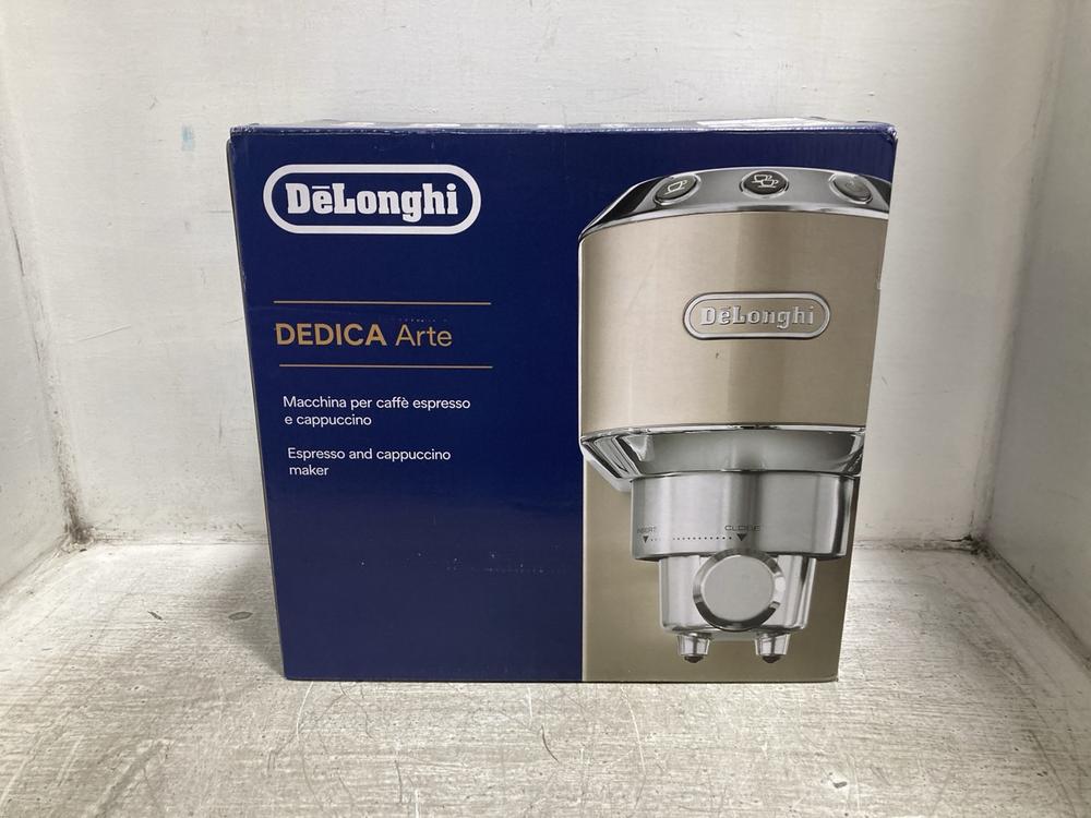 Lot 475  
            Chesterfield SR47 - Parcel Delivery Only 

                
DELONGHI DEDICA ARTE ESPRESSO AND CAPPUCCIONO MAKER - ORIGINAL RRP £249 (LOCATION...