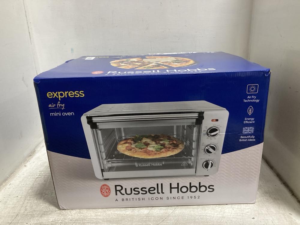 Lot 477  
            Chesterfield SR47 - Parcel Delivery Only 

                
RUSSELL HOBBS EXPRESS AIR FRY MINI OVEN (LOCATION: F10)
