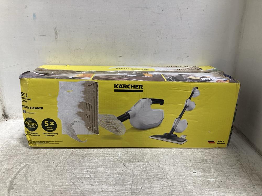 Lot 485  
            Chesterfield SR47 - Parcel Delivery Only 

                
KARCHER SC1 MULTI UP AND EXTRA STEAM CLEANER (LOCATION: F10)