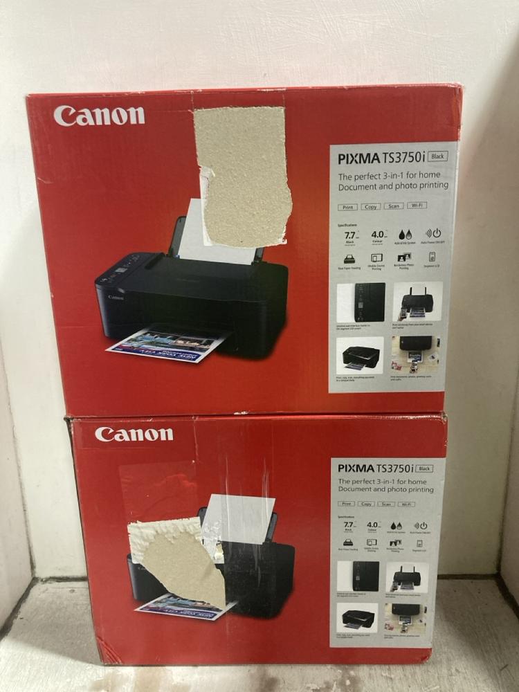 Lot 489  
            Chesterfield SR47 - Parcel Delivery Only 

                
2 X CANON PIXMA TS3750I PRINTER TOTAL ORIGINAL RRP £126 (LOCATION: F11)