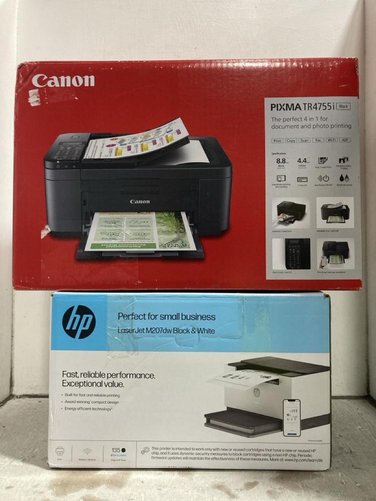 Lot 497  
            Chesterfield SR47 - Parcel Delivery Only 

                
CANON PIXMA TR4755I PRINTER TO INCLUDE HP LASERJET M207DW PRINTER TOTAL ORIGINAL ...