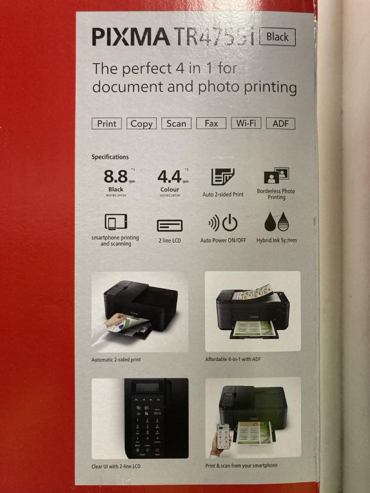 Lot 497  
            Chesterfield SR47 - Parcel Delivery Only 

                
CANON PIXMA TR4755I PRINTER TO INCLUDE HP LASERJET M207DW PRINTER TOTAL ORIGINAL ...