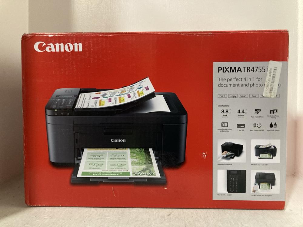 Lot 503  
            Chesterfield SR47 - Parcel Delivery Only 

                
CANON PIXMA TR4755I PRINTER (LOCATION: G1)