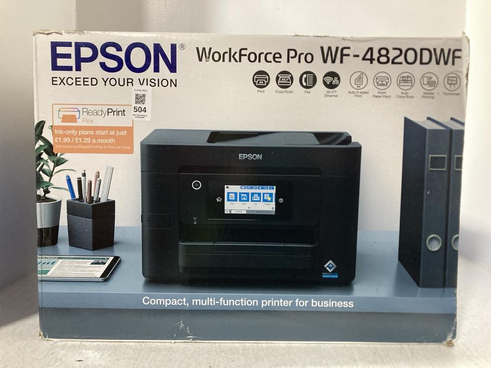 Lot 504  
            Chesterfield SR47 - Parcel Delivery Only 

                
EPSON WORKFORCE PRO WF-4820DWF MULTI FUNCTION PRINTER ORIGINAL RRP £121 (LOCATION...
