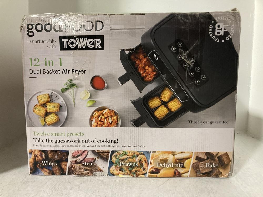 Lot 509  
            Chesterfield SR47 - Parcel Delivery Only 

                
TOWER GOODFOOD 12 IN 1 DUAL BASKET AIR FRYER (LOCATION: G1)