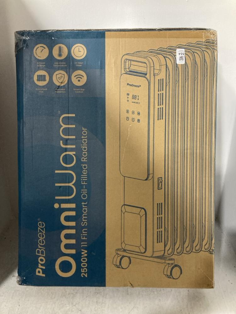 Lot 514  
            Chesterfield SR47 - Parcel Delivery Only 

                
PROBREEZE OMNIWARM 2500W SMART OIL FILLED RADIATOR (LOCATION: G1)