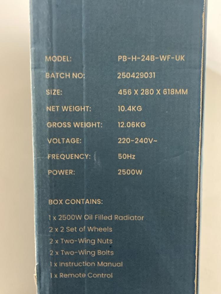 Lot 514  
            Chesterfield SR47 - Parcel Delivery Only 

                
PROBREEZE OMNIWARM 2500W SMART OIL FILLED RADIATOR (LOCATION: G1)