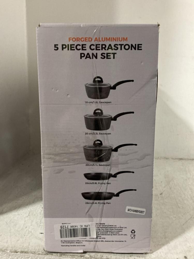 Lot 516  
            Chesterfield SR47 - Parcel Delivery Only 

                
TOWER FORGED ALUMINUM 5 PIECE CERASTONE PAN SET (LOCATION: G1)