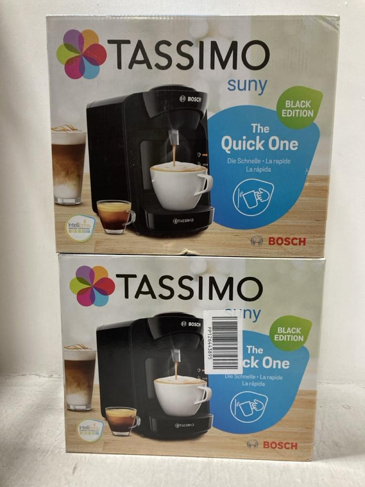 Lot 524  
            Chesterfield SR47 - Parcel Delivery Only 

                
2 X BOSCH TASSIMO SUNY COFFEE CAPSULE MACHINE (LOCATION: G2)