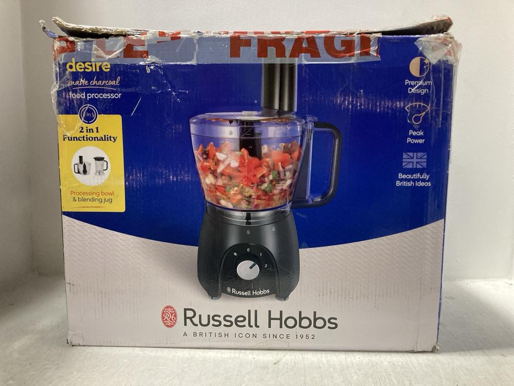 Lot 527  
            Chesterfield SR47 - Parcel Delivery Only 

                
RUSSELL HOBBS FOOD PROCESSOR (LOCATION: G2)