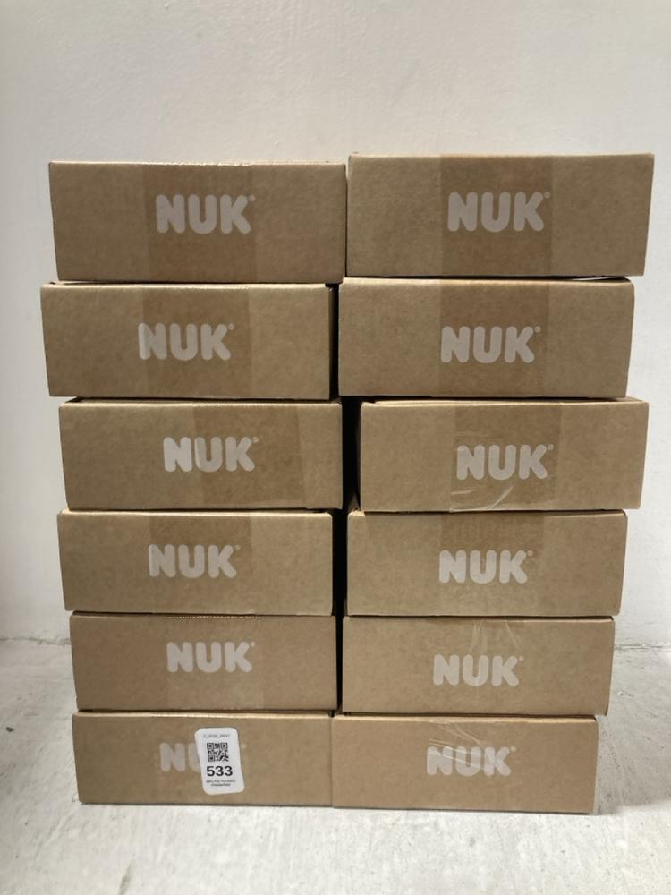 Lot 533  
            Chesterfield SR47 - Parcel Delivery Only 

                
12 X NUK STAR DUMMY FOUR PIECE SET TOTAL ORIGINAL RRP £144 (LOCATION: G2)