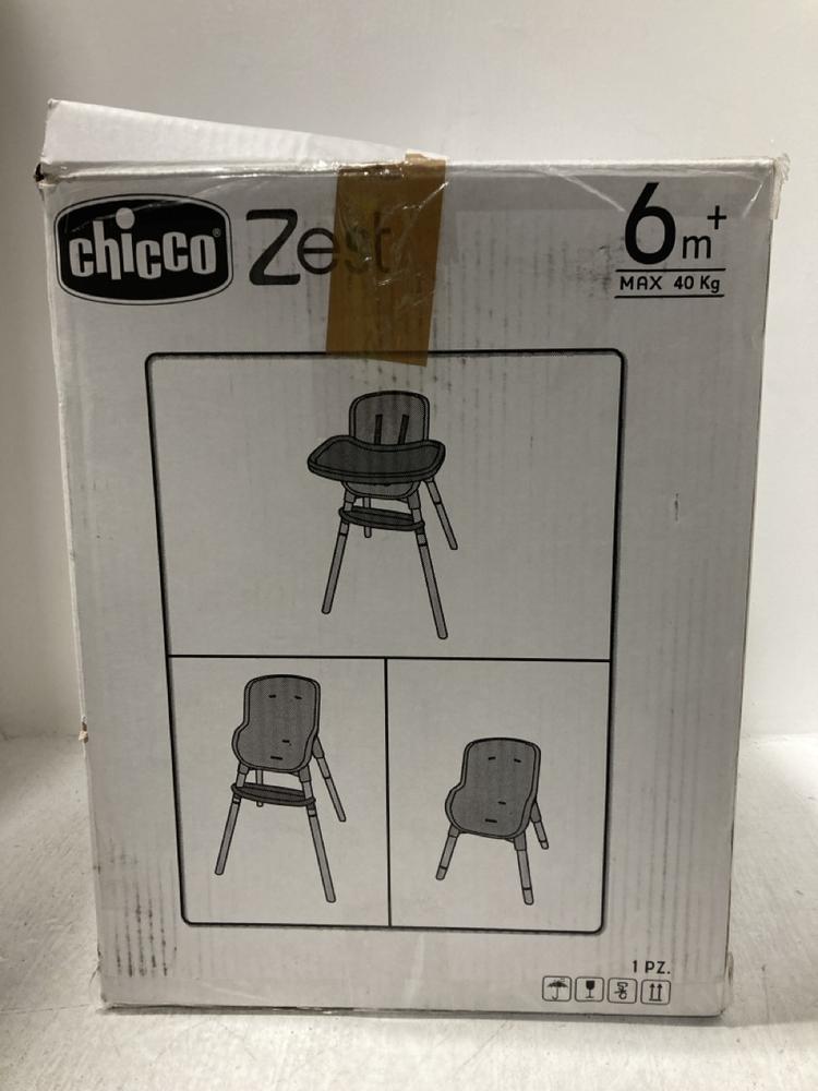 Lot 540  
            Chesterfield SR47 - Parcel Delivery Only 

                
CHICCO ZEST HIGHCHAIR (LOCATION: G2)