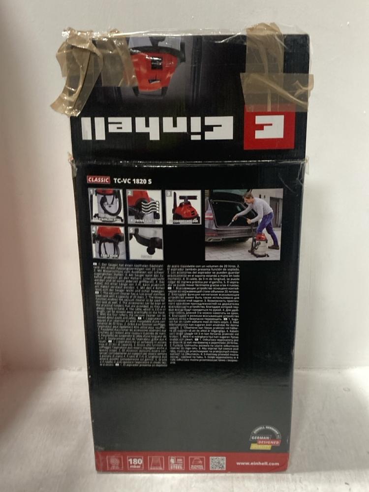 Lot 545  
            Chesterfield SR47 - Parcel Delivery Only 

                
EINHELL CLASSIC WET AND DRY VACUUM CLEANER. (LOCATION: G2)