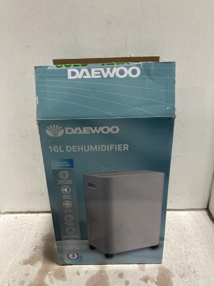 Lot 562  
            Chesterfield SR47 - Parcel Delivery Only 

                
DAEWOO 16L DEHUMIDIFIER (LOCATION: G3)
