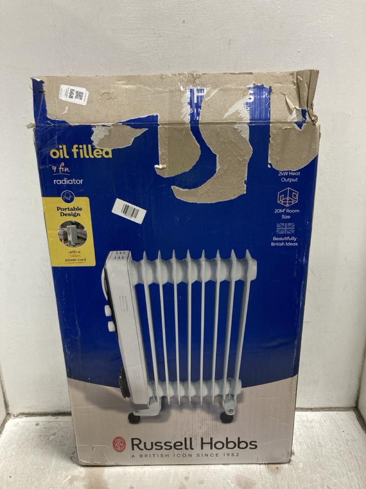 Lot 568  
            Chesterfield SR47 - Parcel Delivery Only 

                
RUSSELL HOBBS 9 FIN OIL FILLED RADIATOR (LOCATION: G3)