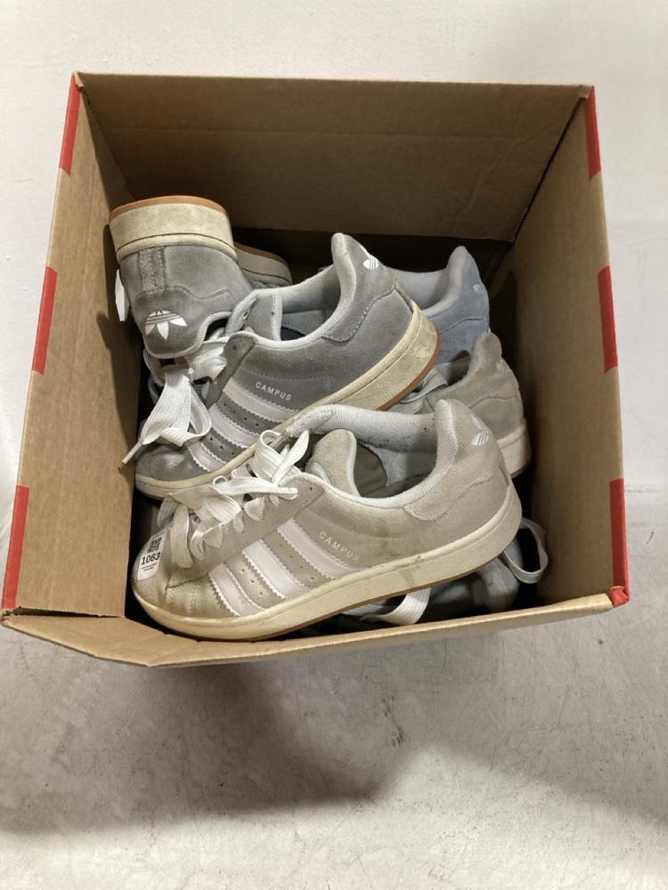 Lot 592  
            Chesterfield SR47 - Parcel Delivery Only 

                
ADIDAS CAMPUS SHOES SIZE 6 & 10. AND ADIDAS CAMPUS SHOES SIZE 6 & 8. (LOCATION: G4)