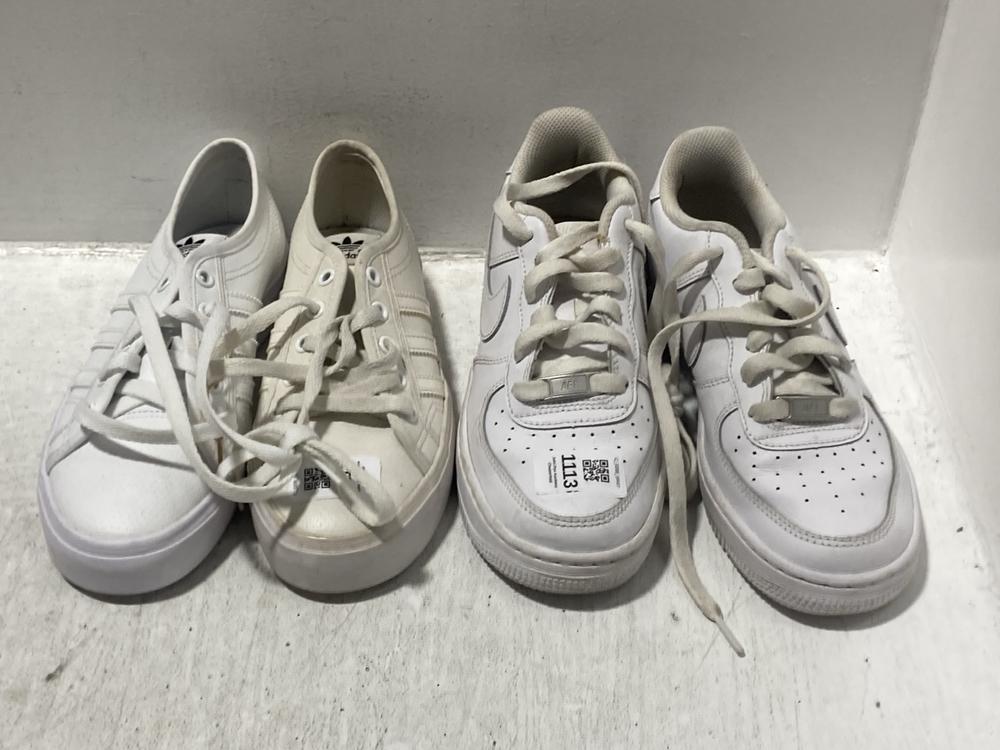 Lot 604  
            Chesterfield SR47 - Parcel Delivery Only 

                
6 X ASSORTED SHOES TO INCLUDE NIKE AIR FORCE 1 TRAINERS IN WHITE SIZES 3.5 & 5.5 ...