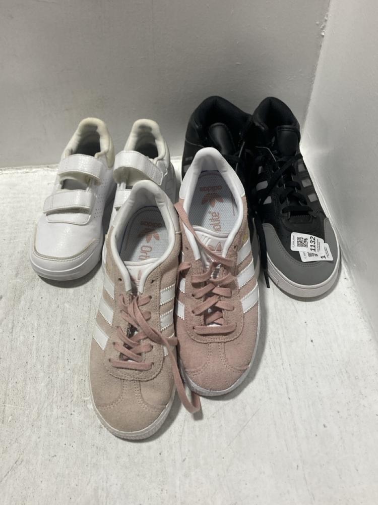 Lot 606  
            Chesterfield SR47 - Parcel Delivery Only 

                
QTY OF ASSORTED SHOES TO INCLUDE ADIDAS DROP STEP CHILDRENS TRAINERS IN BLACK/GRE...