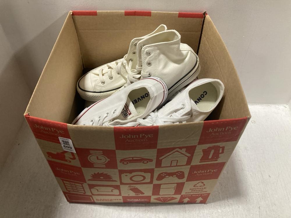 Lot 609  
            Chesterfield SR47 - Parcel Delivery Only 

                
QTY OF ASSORTED SHOES TO INCLUDE CONVERSE CHUCK TAYLOR ALL STAR HI TRAINERS IN WH...