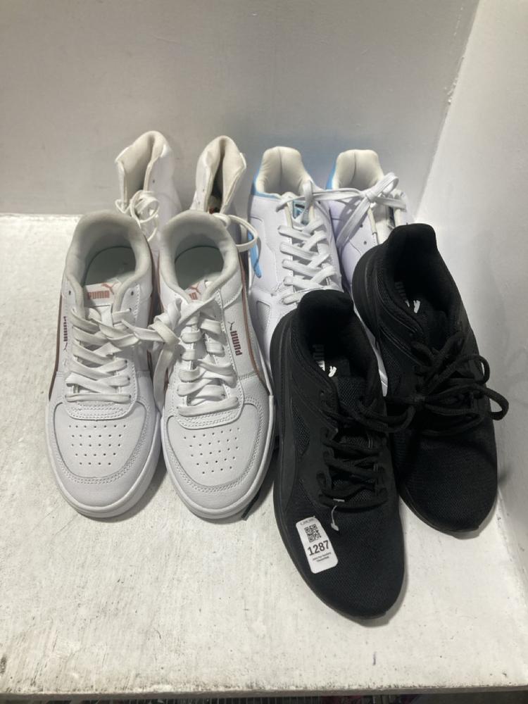 Lot 623  
            Chesterfield SR47 - Parcel Delivery Only 

                
8 X ASSORTED SHOES TO INCLUDE PUMA TRAINERS IN BLACK SIZE UK 4 TO INCLUDE PUMA TR...