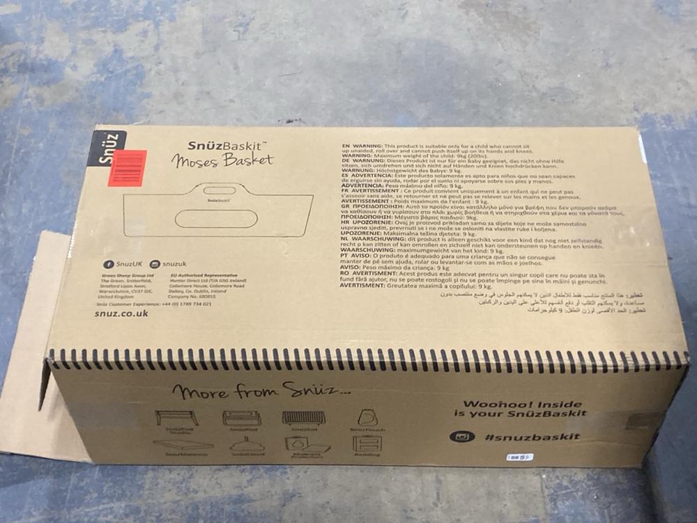 Lot 626  
            Chesterfield SR47 - Parcel Delivery Only 

                
SNUZ SNUZ BASKET IN WHITE ORIGINAL RRP- £100 (LOCATION: G6)