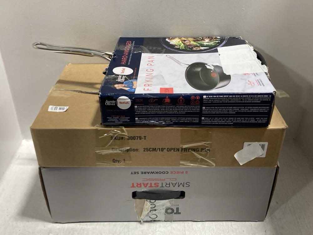 Lot 631  
            Chesterfield SR47 - Parcel Delivery Only 

                
3 X ASSORTED KITCHENWARES TO INCLUDE 5 PIECE COOKWARE SET (LOCATION: G6)