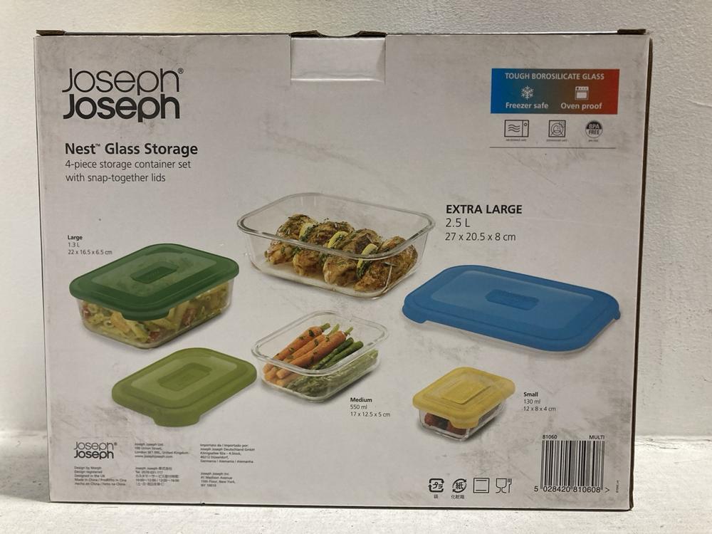 Lot 645  
            Chesterfield SR47 - Parcel Delivery Only 

                
2 X JOSEPH JOSEPH NEST GLASS STORAGE FOUR PIECE CONTAINER SET -10025 (LOCATION: G6)