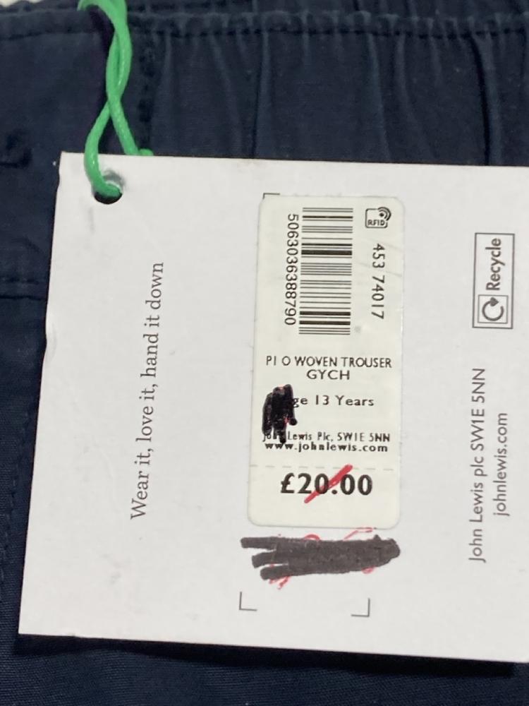 Lot 647  
            Chesterfield SR47 - Parcel Delivery Only 

                
JOHN LEWIS JEANS IN TAN SIZE 12 YRS TO INCLUDE JOHN LEWIS TROUSERS IN NAVY SIZE 1... - Image 4