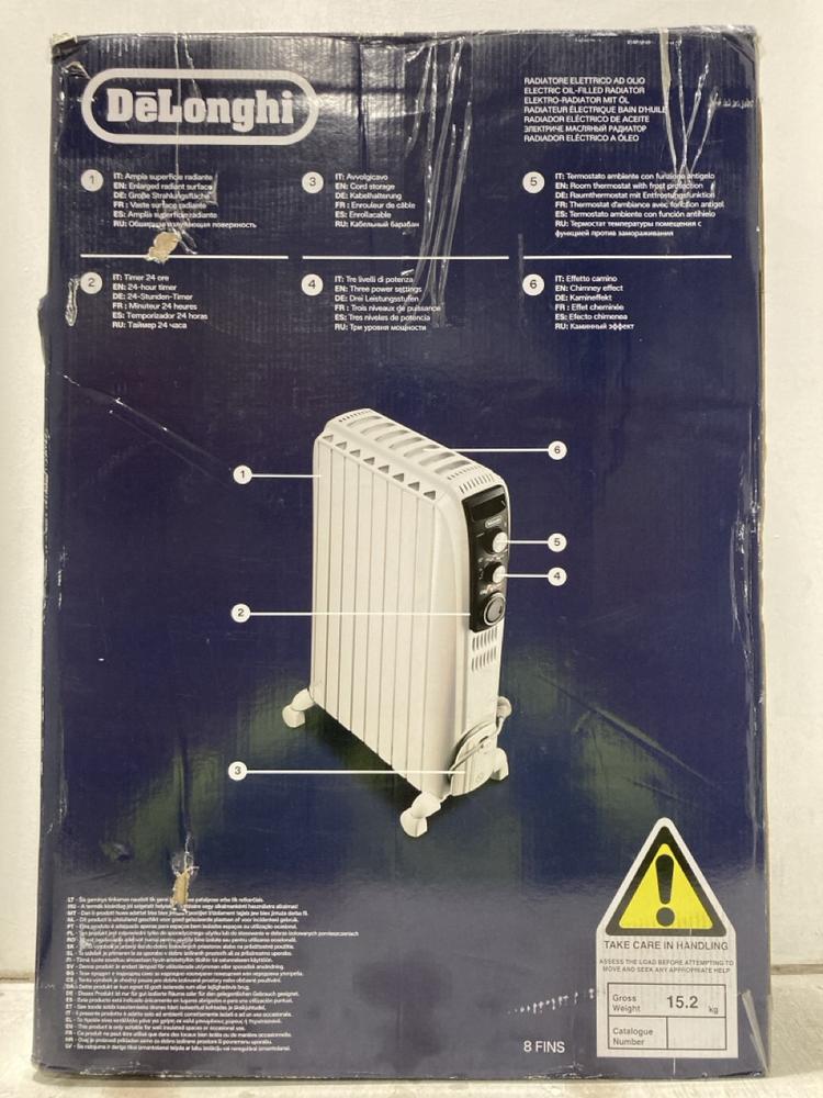 Lot 677  
            Chesterfield SR47 - Parcel Delivery Only 

                
DELONGHI DRAGON 4 ELECTRIC OIL-FILLED RADIATOR ORIGINAL RRP £175 (LOCATION: G7)