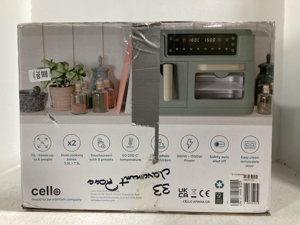 Lot 700  
            Chesterfield SR47 - Parcel Delivery Only 

                
CELLO 2 IN 1 AIRFRYER AND OVEN (LOCATION: G8) - Image 3