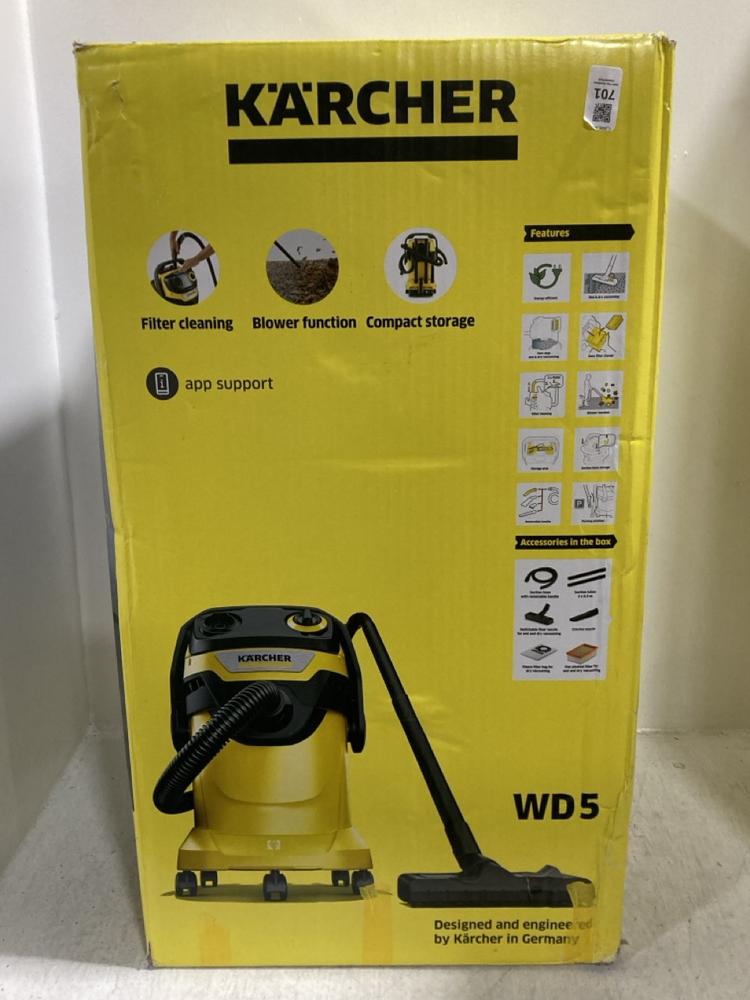 Lot 701  
            Chesterfield SR47 - Parcel Delivery Only 

                
KARCHER WD5 WET AND DRY VACUUM CLEANER ORIGINAL RRP £159 (LOCATION: G8)