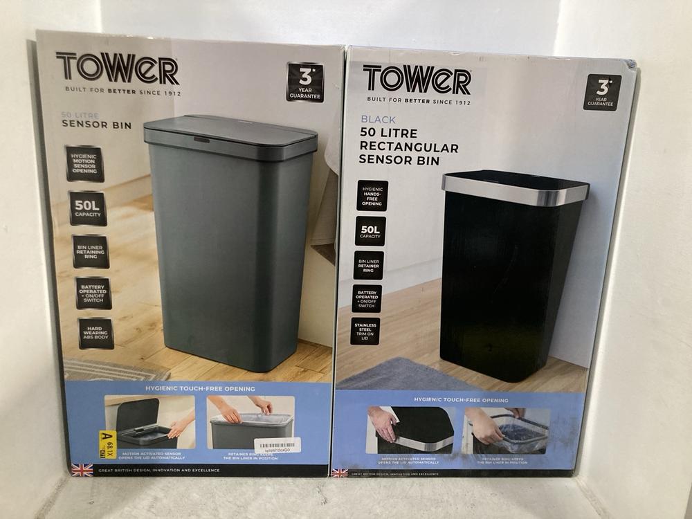 Lot 702  
            Chesterfield SR47 - Parcel Delivery Only 

                
2 X TOWER 50L SENSOR BIN (LOCATION: G9)