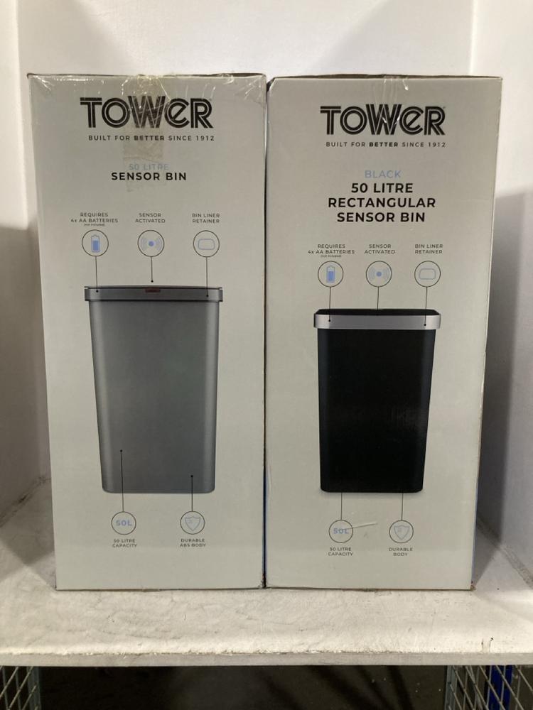 Lot 702  
            Chesterfield SR47 - Parcel Delivery Only 

                
2 X TOWER 50L SENSOR BIN (LOCATION: G9)