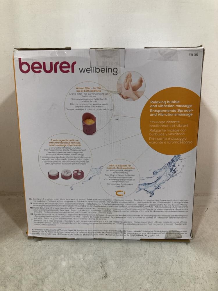 Lot 703  
            Chesterfield SR47 - Parcel Delivery Only 

                
BEURER WELLBEING FB 35 FOOT SPA (LOCATION: G9)