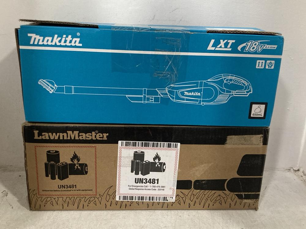 Lot 704  
            Chesterfield SR47 - Parcel Delivery Only 

                
MAKITA 18V VACUUM CLEANER TO INCLUDE LAWNMASTER 24V CORDLESS LEAF BLOWER TOTAL OR... - Image 4