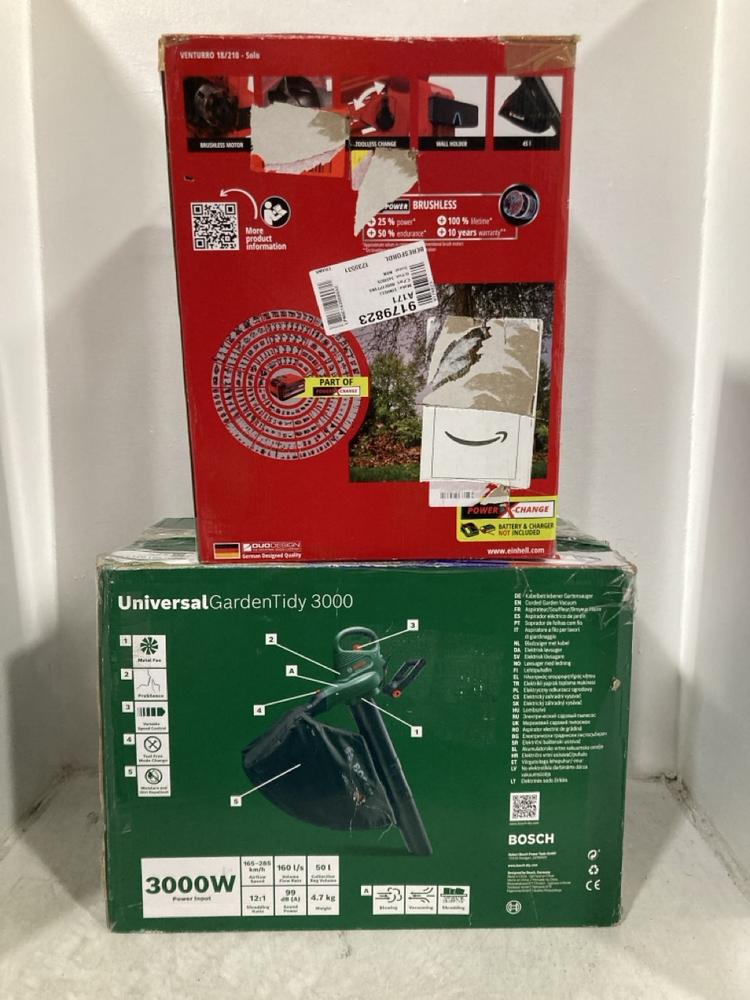 Lot 706  
            Chesterfield SR47 - Parcel Delivery Only 

                
BOSCH UNIVERSALGARDENTIDY 3000 CORDED GARDEN VACUUM TO INCLUDE EINHELL CORDLESS L...