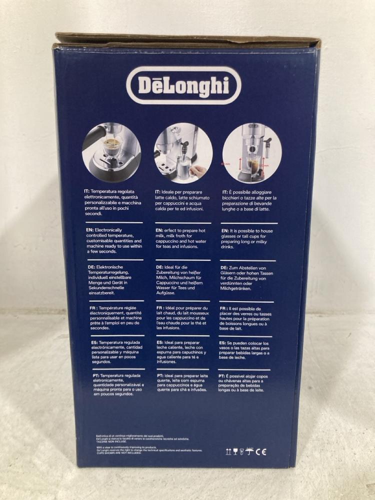 Lot 708  
            Chesterfield SR47 - Parcel Delivery Only 

                
DELONGHI DEDICA STYLE ESPRESSO CAPPUCCINO COFFEE MAKER. (LOCATION: G9) - Image 3